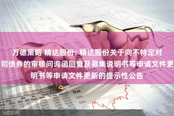 万德策略 精达股份: 精达股份关于向不特定对象发行可转换公司债券的审核问询函回复及募集说明书等申请文件更新的提示性公告